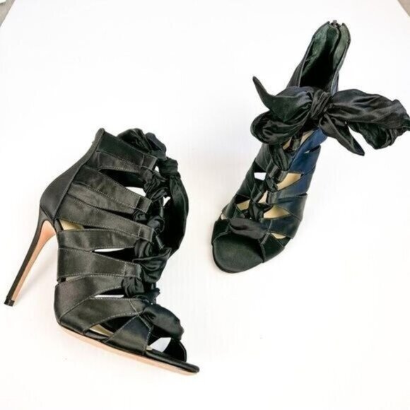 ALEXANDRE BIRMAN Sandals womens size 8.5 black Tie Silk Gladiator Sandals - Picture 1 of 13